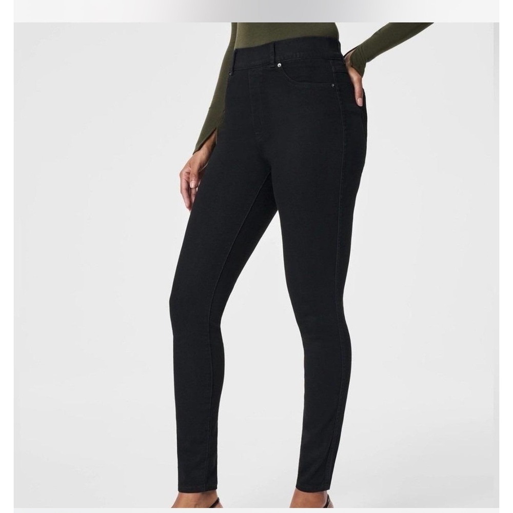 Spanx Ankle Skinny Jeans Women Small Black Pull On Stretch Denim Slimming